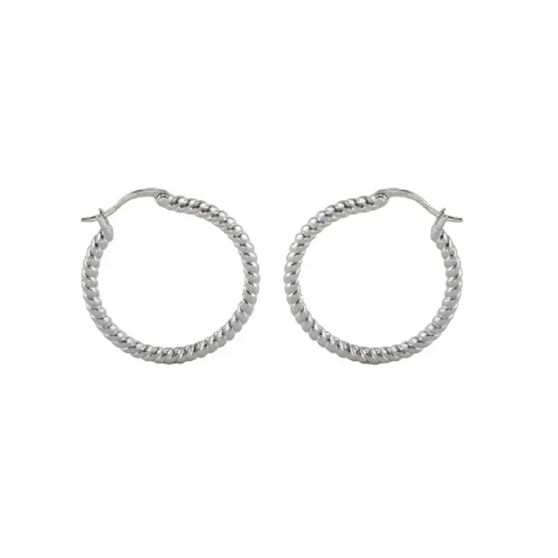 Aros Pendientes Argollas en Plata de Ley 925m con 25 mm. gallonados