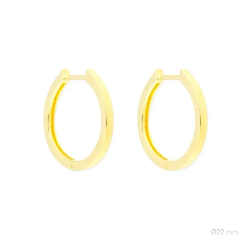 Aros Pendientes Argollas en Plata de Ley 925m chapados en oro con 22