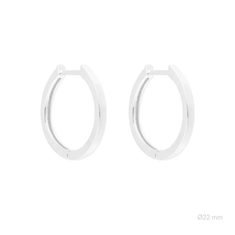 Aros Pendientes Argollas en Plata de Ley 925m con 22 mm. lisos
