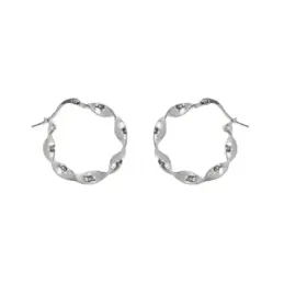 Aros Pendientes Argollas en Plata de Ley 925m con 18 mm. reliados bri