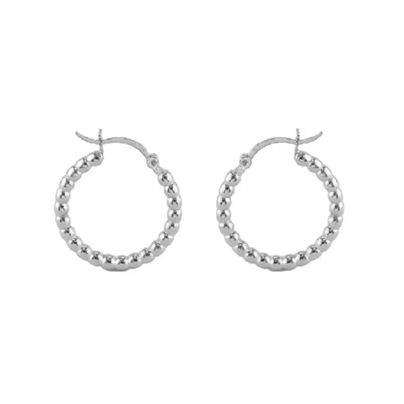 Aros Pendientes Argollas en Plata de Ley 925m con 18 mm. detalle bola