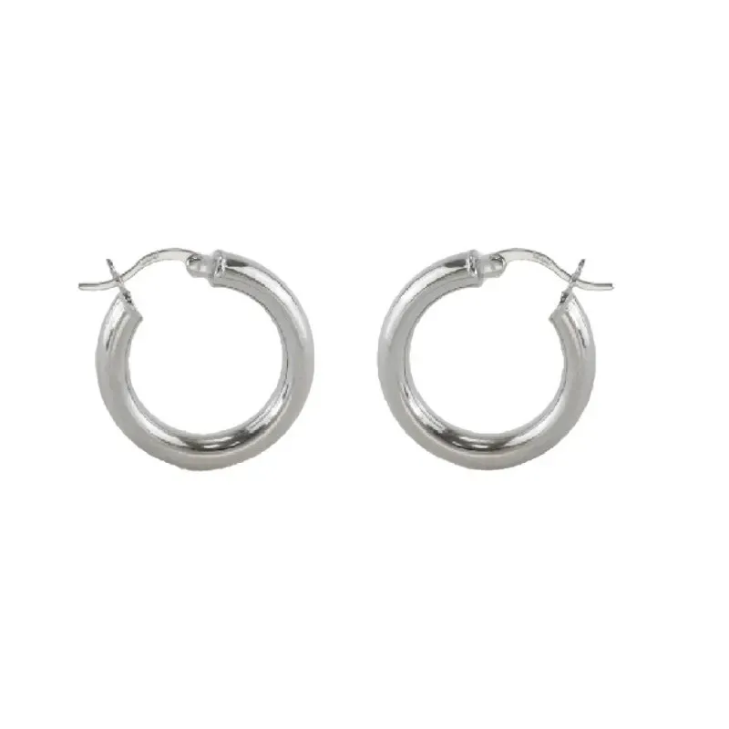 Aros Pendientes Argollas en Plata de Ley 925m con 18 mm. tubo liso