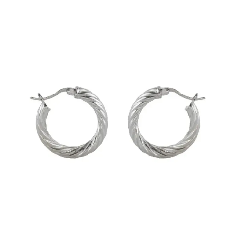 Aros Pendientes Argollas en Plata de Ley 925m con 18 mm. gallonados