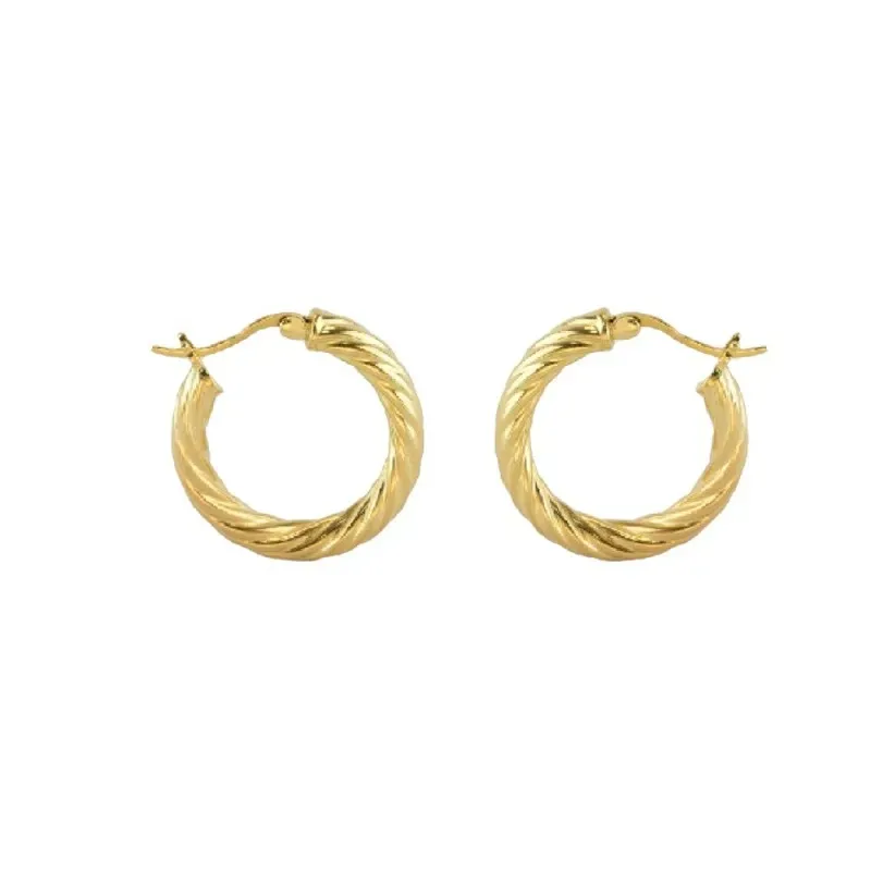 Aros Pendientes Argollas en Plata de Ley 925m chapados en oro con 18