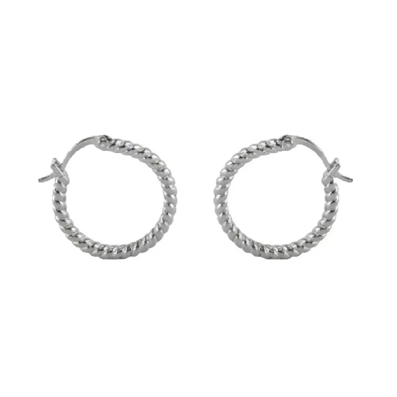 Aros Pendientes Argollas en Plata de Ley 925m con 18 mm. gallonados