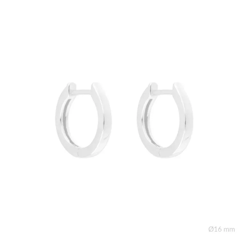 Aros Pendientes Argollas en Plata de Ley 925m con 16 mm. lisos