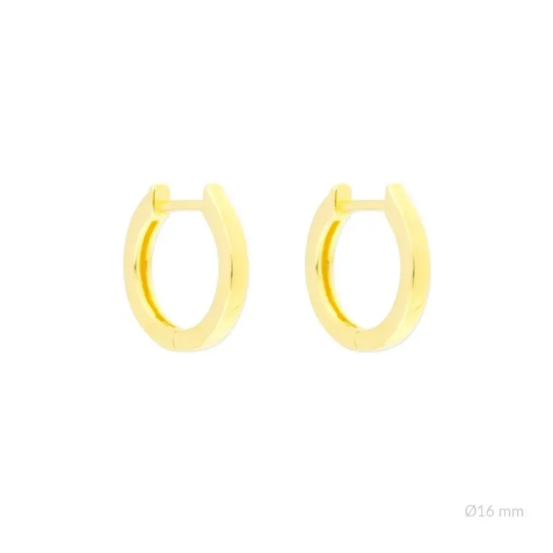 Aros Pendientes Argollas en Plata de Ley 925m chapados en oro con 16