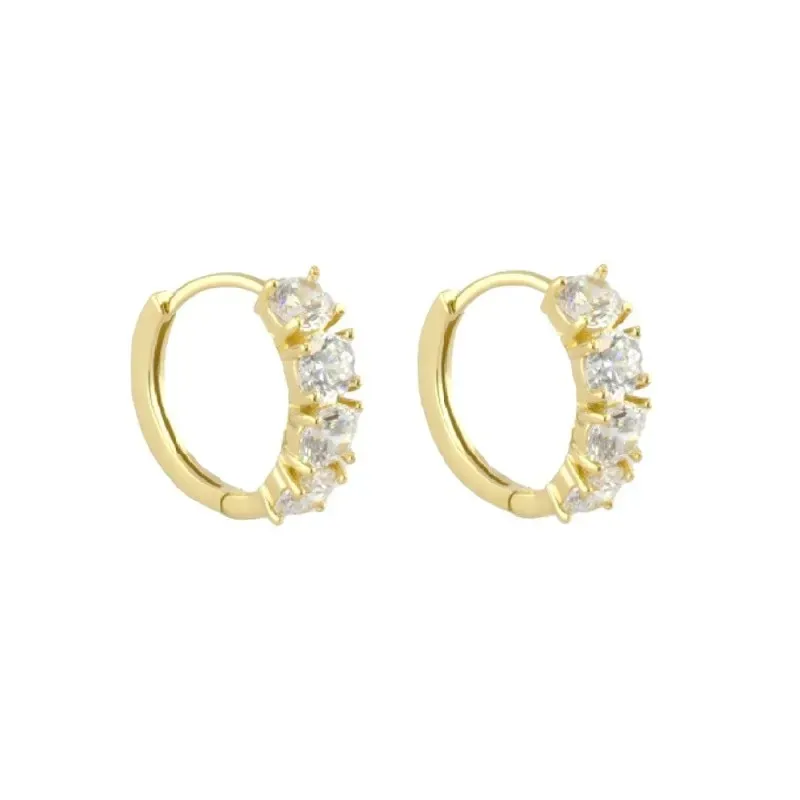 Aros Pendientes en Plata de Ley 925m chapados oro con 15 mm. y 4 circ