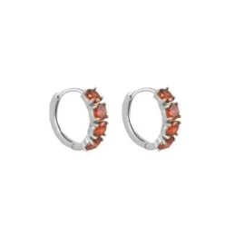 Aros Pendientes en Plata de Ley 925m con 15 mm. y 4 piedras color gra