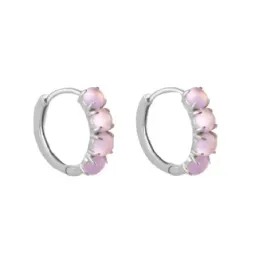 Aros Pendientes en Plata de Ley 925m con 15 mm. y 4 piedras color lav