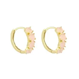 Aros Pendientes en Plata de Ley 925m chapados en oro con 15 mm. y 4 c