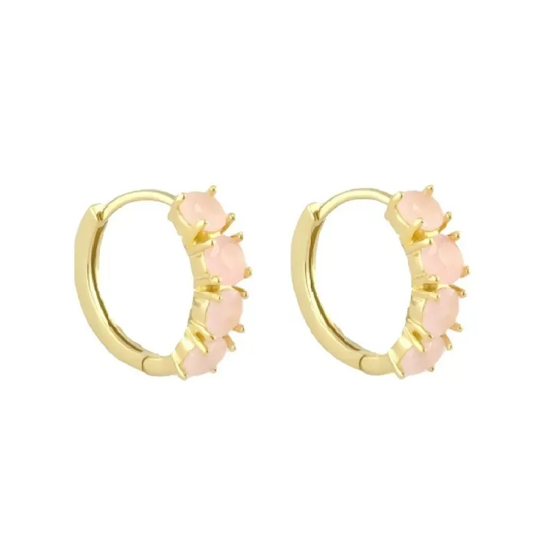 Aros Pendientes en Plata de Ley 925m chapados en oro con 15 mm. y 4 c
