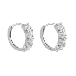 Aros Pendientes en Plata de Ley 925m con 15 mm. y 4 circonitas de 4 m