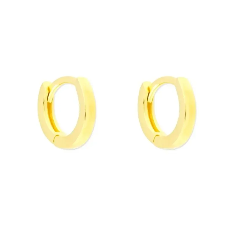 Aros Pendientes en Plata de Ley 925m chapados en oro lisos con 10 mm.