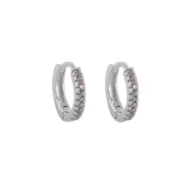 Aros Pendientes en Plata de Ley 925m con 10 mm. circonitas moradas