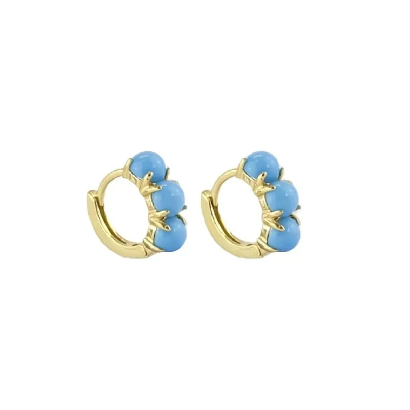Aros Pendientes en Plata de Ley 925m chapados oro 10 mm. y tres bolas