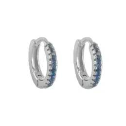 Aros Pendientes en Plata de Ley 925m con 10 mm. circonitas azules