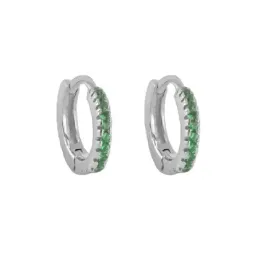 Aros Pendientes en Plata de Ley 925m con 10 mm. circonitas verdes