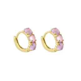 Aros Pendientes en Plata de Ley 925m chapados en oro con 10 mm. tres