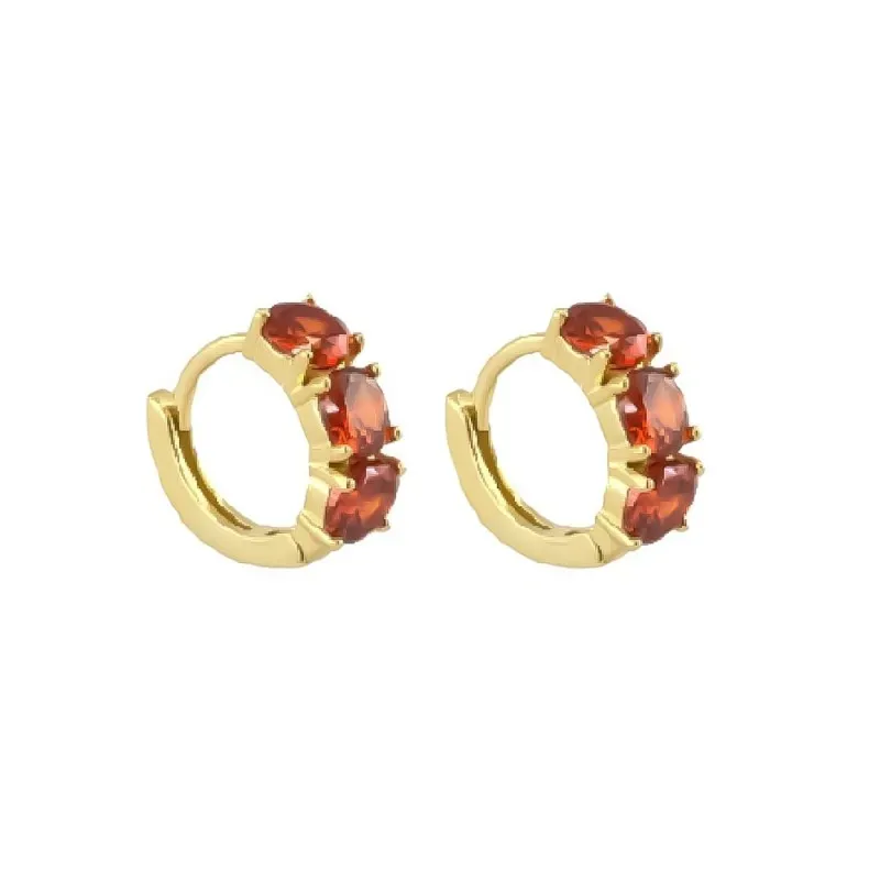 Aros Pendientes en Plata de Ley 925m chapados en oro con 10 mm. tres