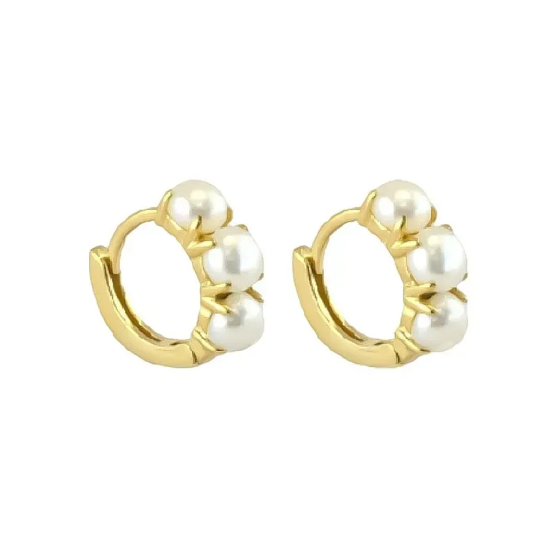 Aros Pendientes en Plata de Ley 925m chapados en oro con 10 mm. y tre