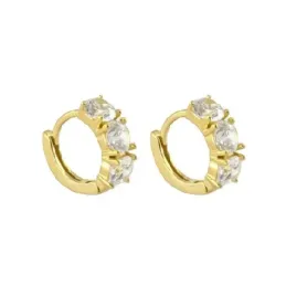 Aros Pendientes en Plata de Ley 925m chapados en oro con 10 mm. y tre