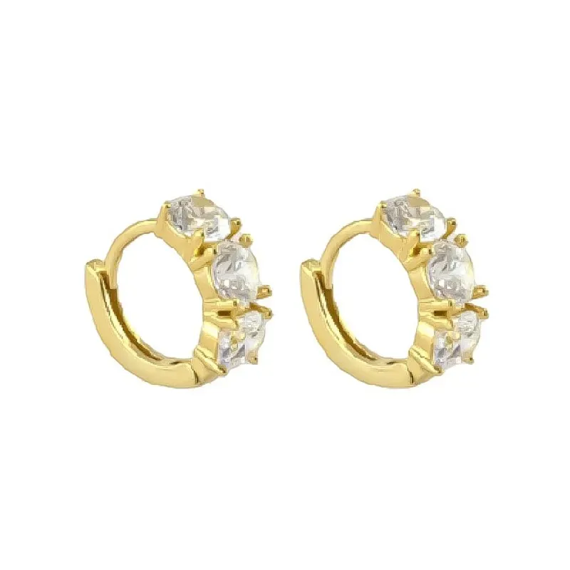 Aros Pendientes en Plata de Ley 925m chapados en oro con 10 mm. y tre