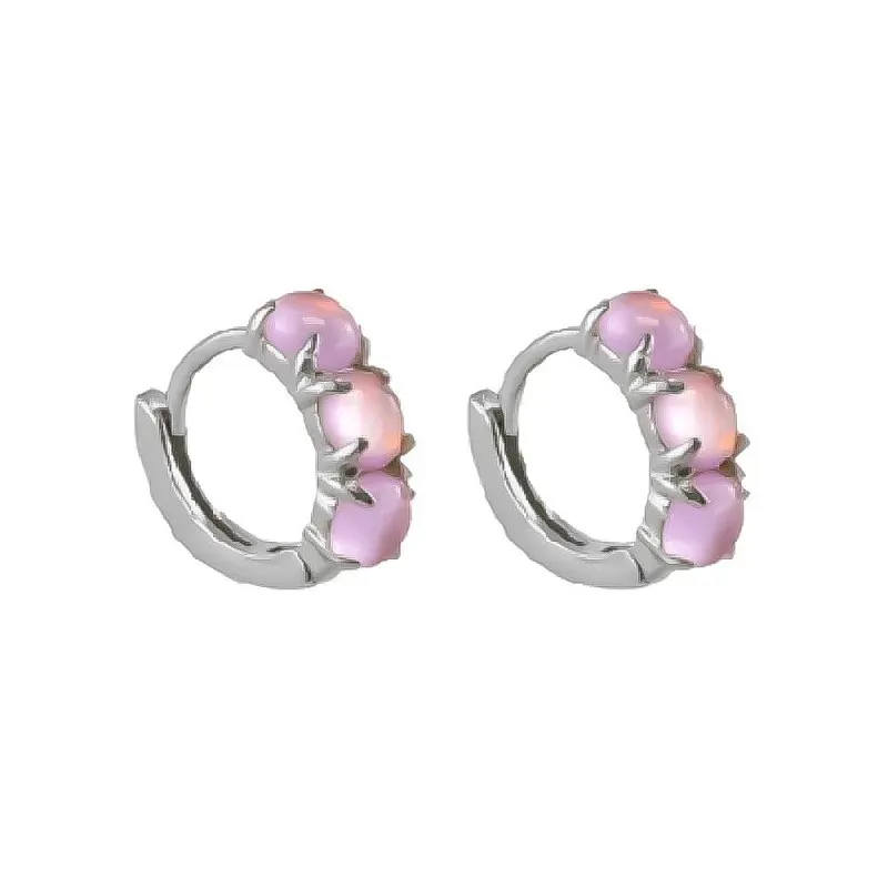 Aros Pendientes en Plata de Ley 925m con 10 mm. y tres circonitas ros