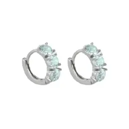 Aros Pendientes en Plata de Ley 925m con 10 mm. y tres circonitas azu