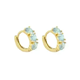 Aros Pendientes Plata de Ley 925m chapados en oro con 10 mm. tres cir
