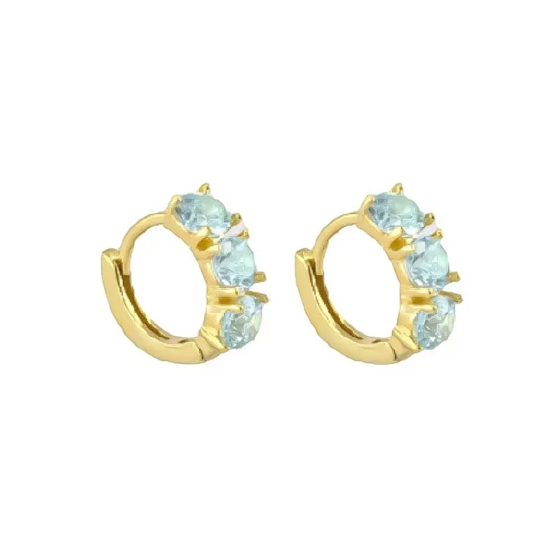 Aros Pendientes Plata de Ley 925m chapados en oro con 10 mm. tres cir