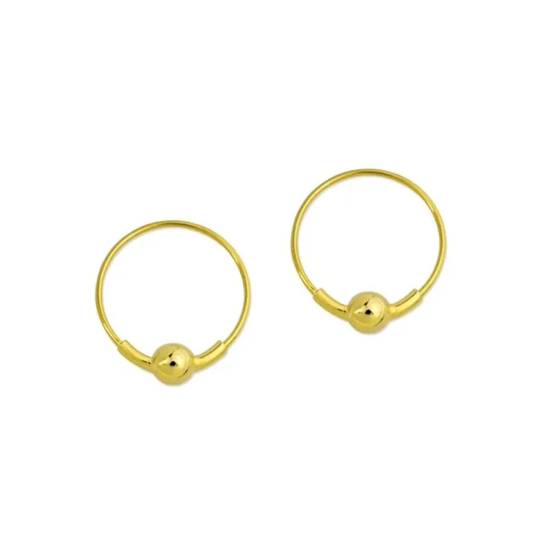 Aros Pendientes en Plata de Ley 925m chapados en oro con 21 mm. de di