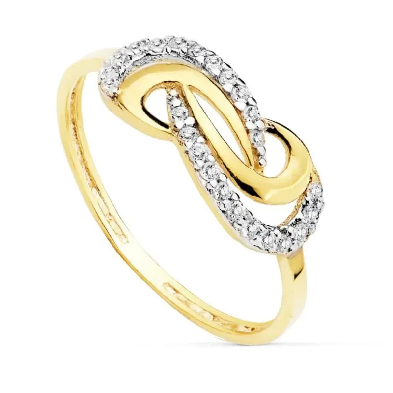 Sortija oro 18k bicolor circonitas 6mm. [AA2265]