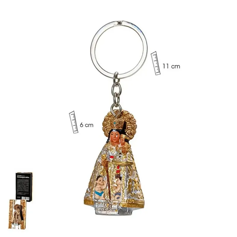 Virgen de los Desamparados Llavero metálico 11 cm. tamaño Virgen 6 cm