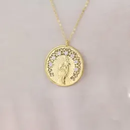 Virgen de la Alegría Collar Gargantilla en Plata de Ley 925m chapado
