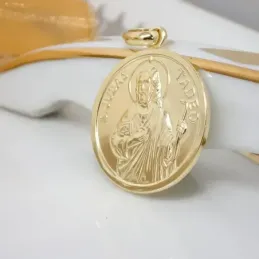 San Judas Tadeo Medalla en Plata de Ley 925m maciza chapada en oro 25