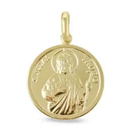 San Judas Tadeo Medalla en Plata de Ley 925m maciza chapada en oro 25