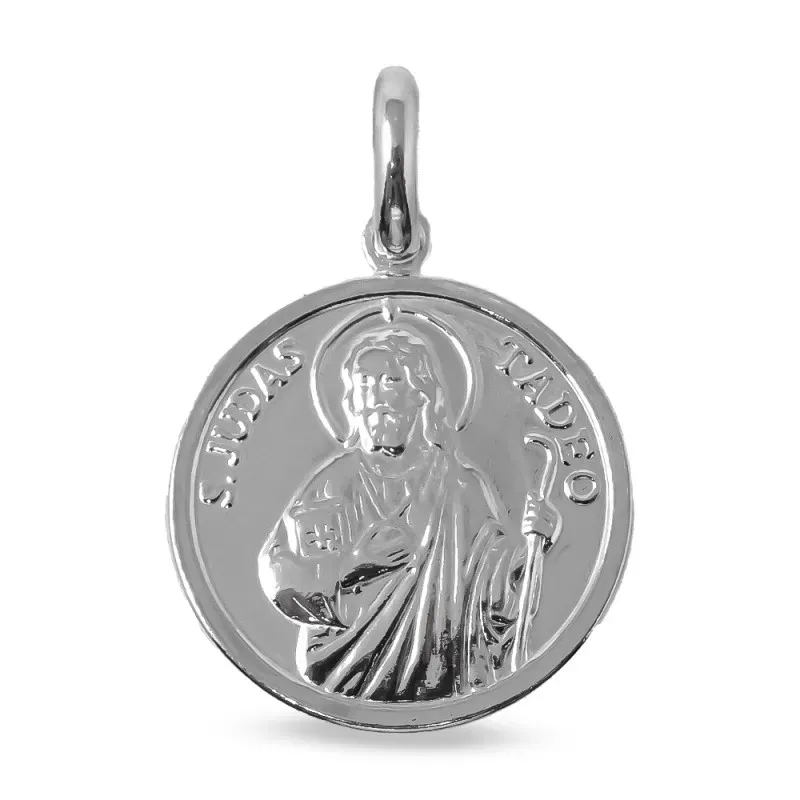 San Judas Tadeo Medalla en Plata Ley 925m maciza con 25 mm. brillo. G