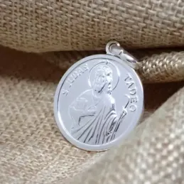 San Judas Tadeo Medalla en Plata de Ley 925m maciza con 25 mm. acabad