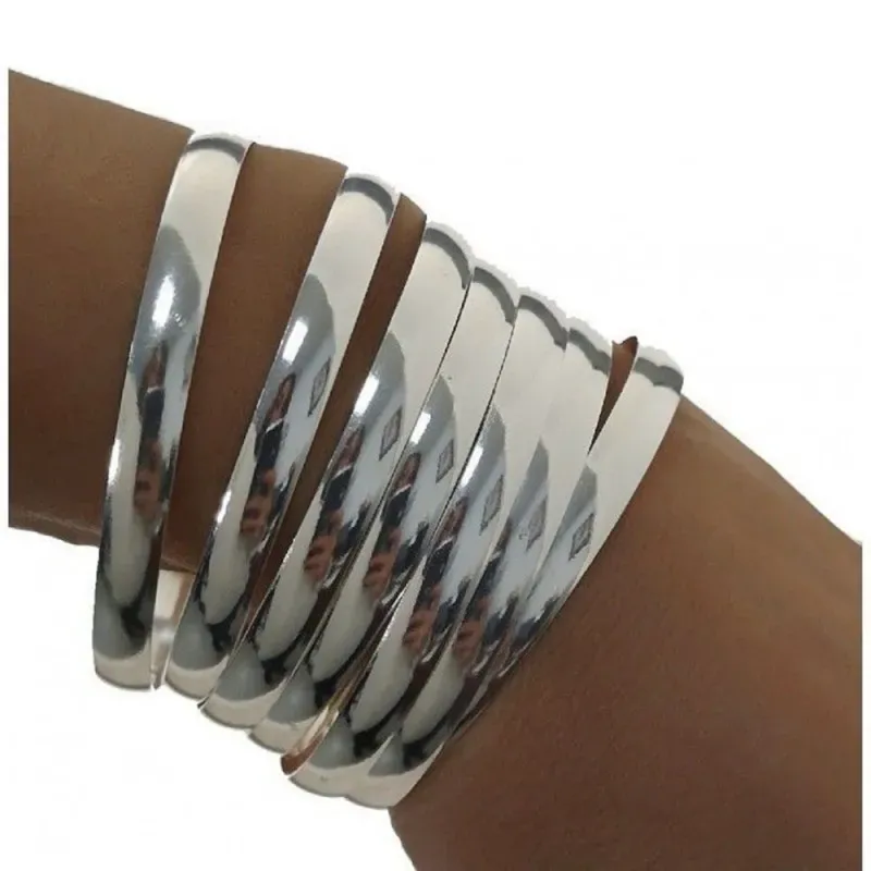 Pulsera aro plata Ley 925m semanario liso 7 aros 6mm. [AB1051]