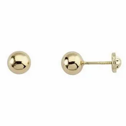 Pendientes oro 9k bola lisa 6mm. cierre tornillo [7207]
