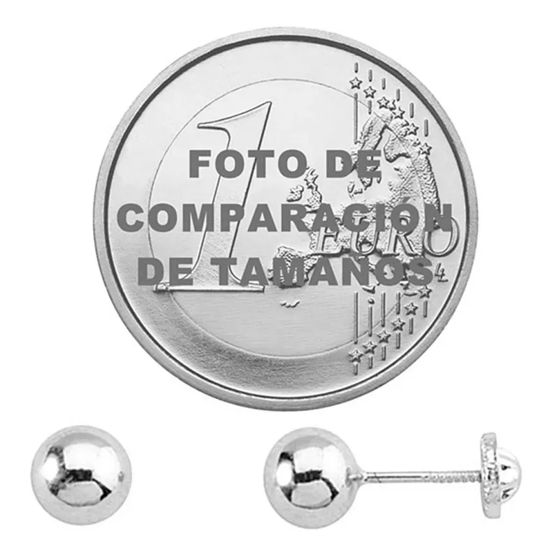 Pendientes oro 9k bola lisa 6mm. cierre tornillo [7207]