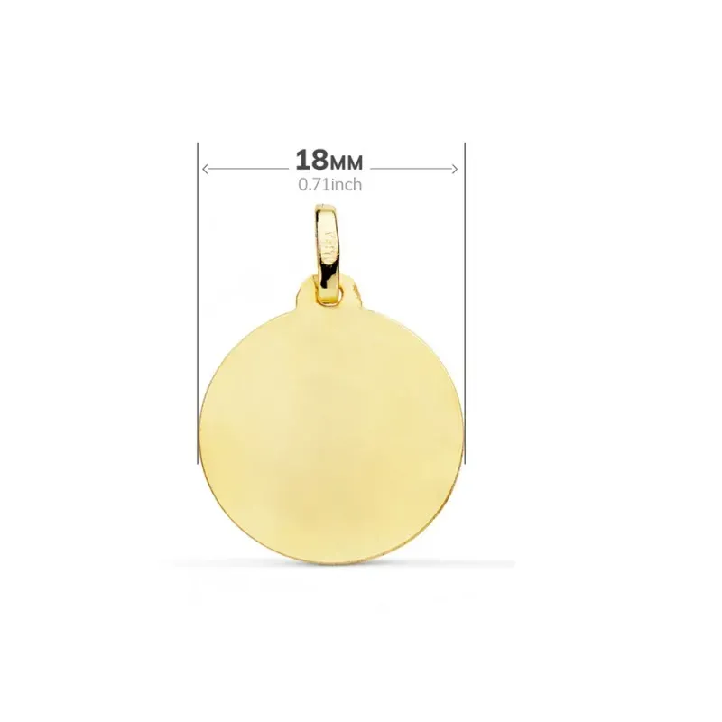 Medalla oro 18k Virgen del Pilar 18mm. bisel [7579]