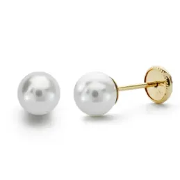Pendientes oro 18k perla 5mm. [AA0082]