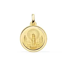 Medalla oro 18k Virgen del Pilar 18mm. bisel [7579]