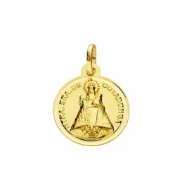 Medalla oro 18k Virgen de Covadonga 16mm. lisa bisel [AA2577GR]