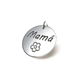 Colgante plata ley 925m 21mm. disco flor MAMÁ [AA7835]