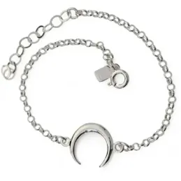 Pulsera plata Ley 925m 18cm. motivo luna cadena rolo [AB6205]