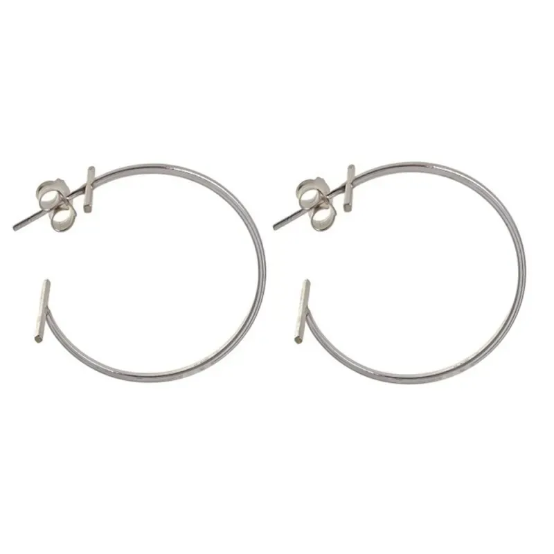 Pendientes plata Ley 925m Karma 28mm. barra cierre presión mujer [AC1332]