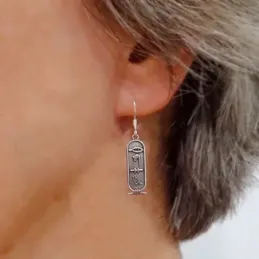 Pendientes plata Ley 925m cartucho egipcio 22 mm. escritura jeroglífi